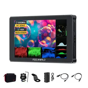 FEELWORLD F7 Plus 7Inch 1200nits DSLR HDMI Camera Field Monitor 1920x1200 Resolution 3D LUT Waveform/VectorScope/Histogram Includes F970 Mounting Plate, Carry Case & Battery Bundle