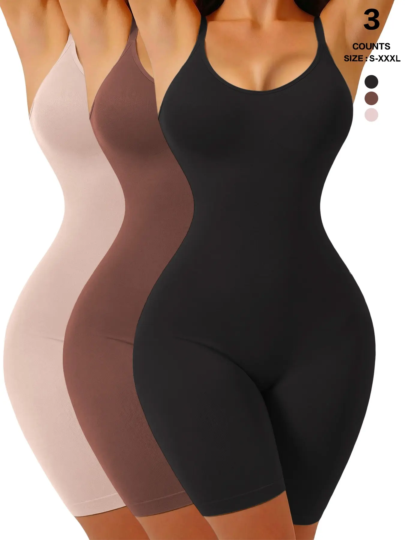 Women's Ribbed Seamless Bodysuit, Shaping Underwear, Tummy Control Butt Lifting Shapewear, Elastic One-Piece Top, Sporty Style, All Seasons, Fit, Essential
