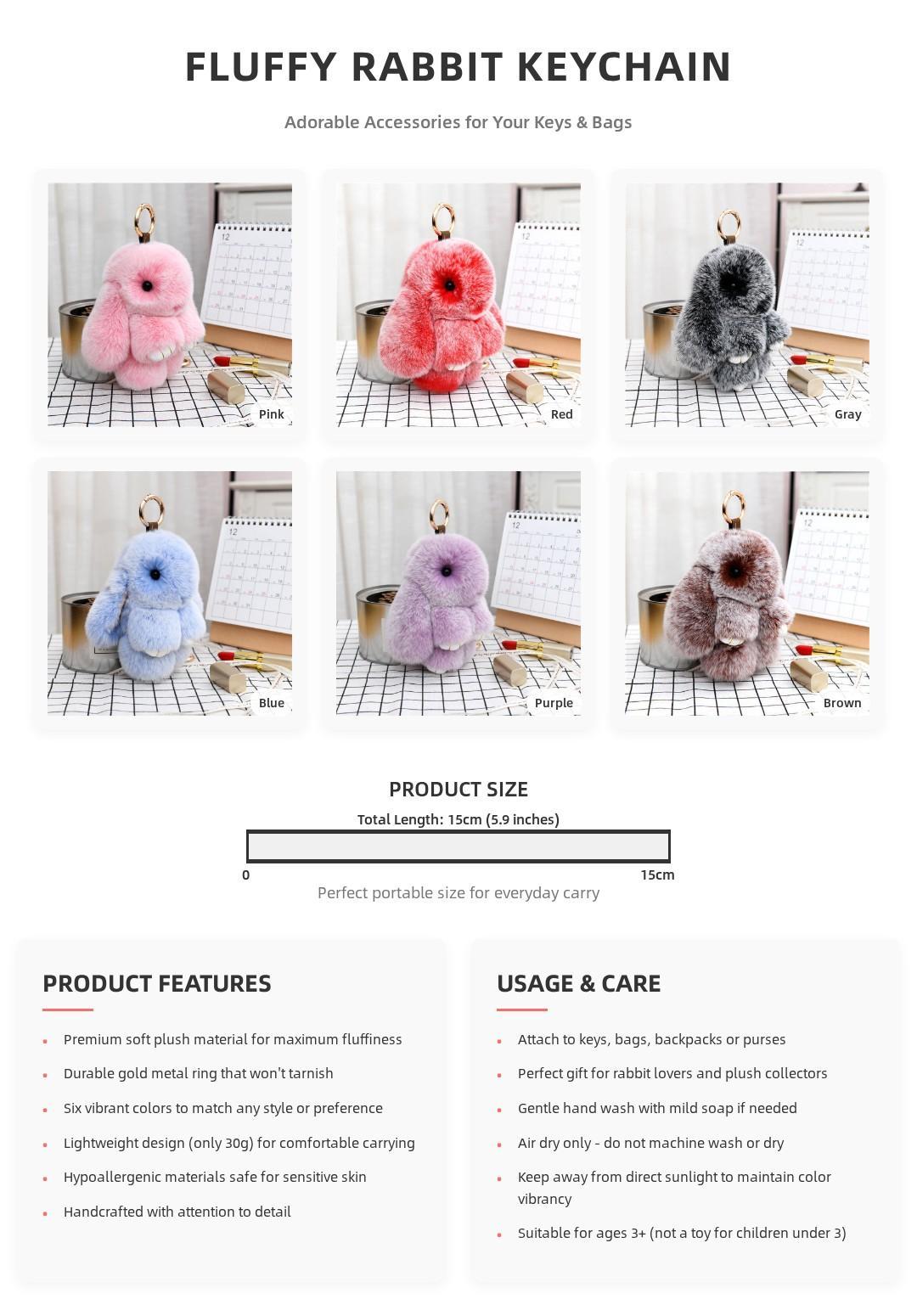 Adorable Fluffy Bunny Keychain Handmade Knitted Rabbit PomPom Ideal for Holiday and Birthday Gift for Girls