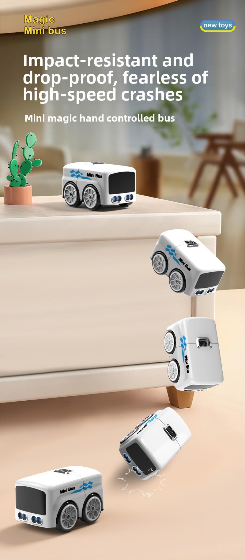 Magic Gesture Control Mini Bus Toy Smart Obstacle Avoidance RC Car Hand Sensor Follow Toy Kids Interactive Desk Toy Mini Remote Control Car LED Face Expression Cute Robot Car Gift for Boys Girls Birthday Easter Gift