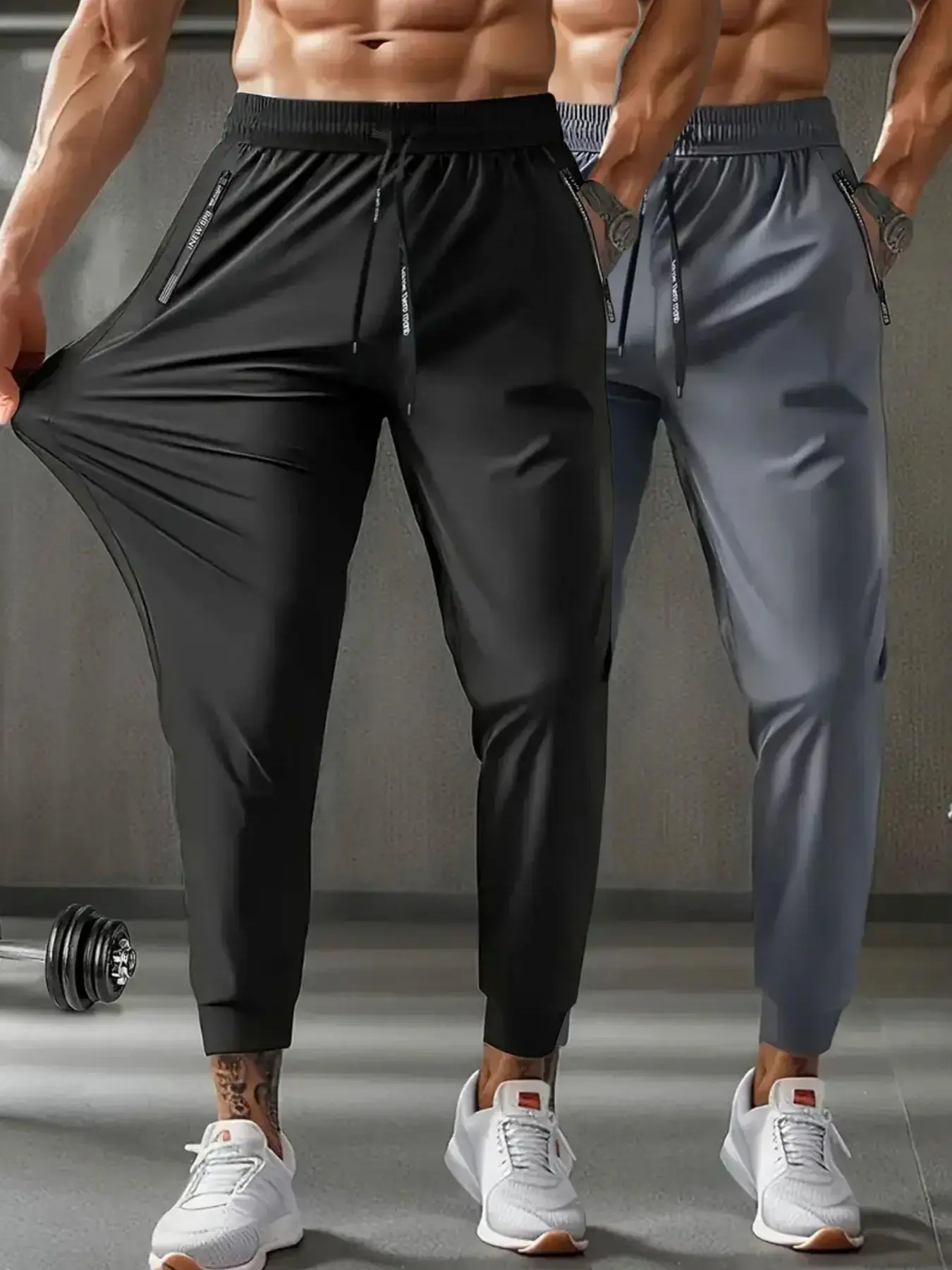 Men's Sporty Long Pants with Drawstring, Lightweight Elastic Waist, Zip Pockets, Ideal for Sports, Fitness, Basketball, Soccer, Gym Fitness Sportswear, Activewear Pants