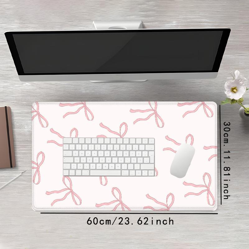 Bowknot Pattern Mouse Pad, Rectangle Gaming Mouse Pad, Non-slip Computer Keyboard Pad, Desk Pad, Rubber Base Stitched Edge Mouse Pad for Game Home Office, Mouse Pad Design
