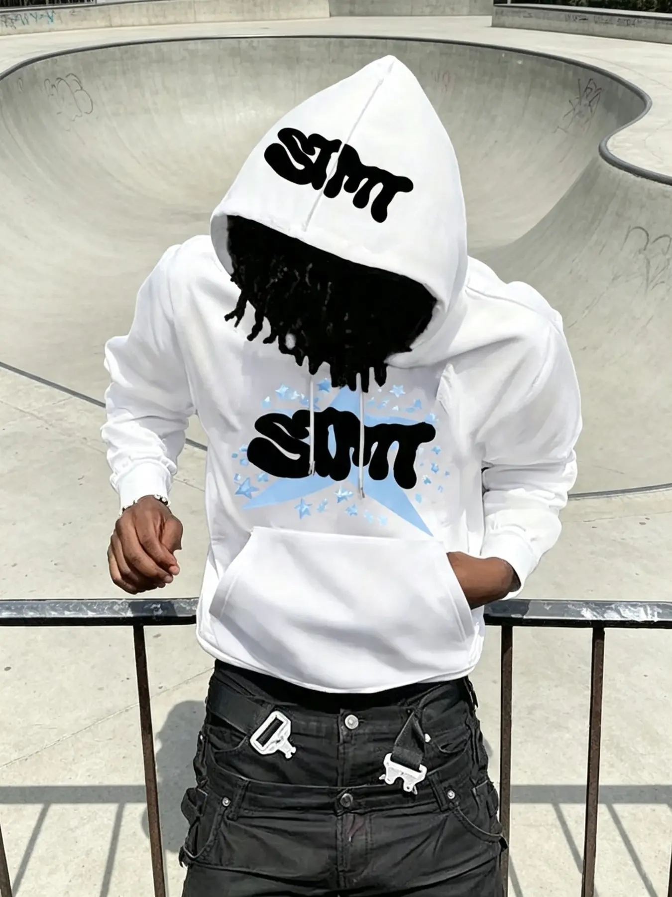 Men's Casual Loose-Fit Hooded Sweatshirt, Star Letter Print Y2K Street Style, Fleece Lined Men's Pullover, Fall & Winter Fashion, Graphic Print Hoodie