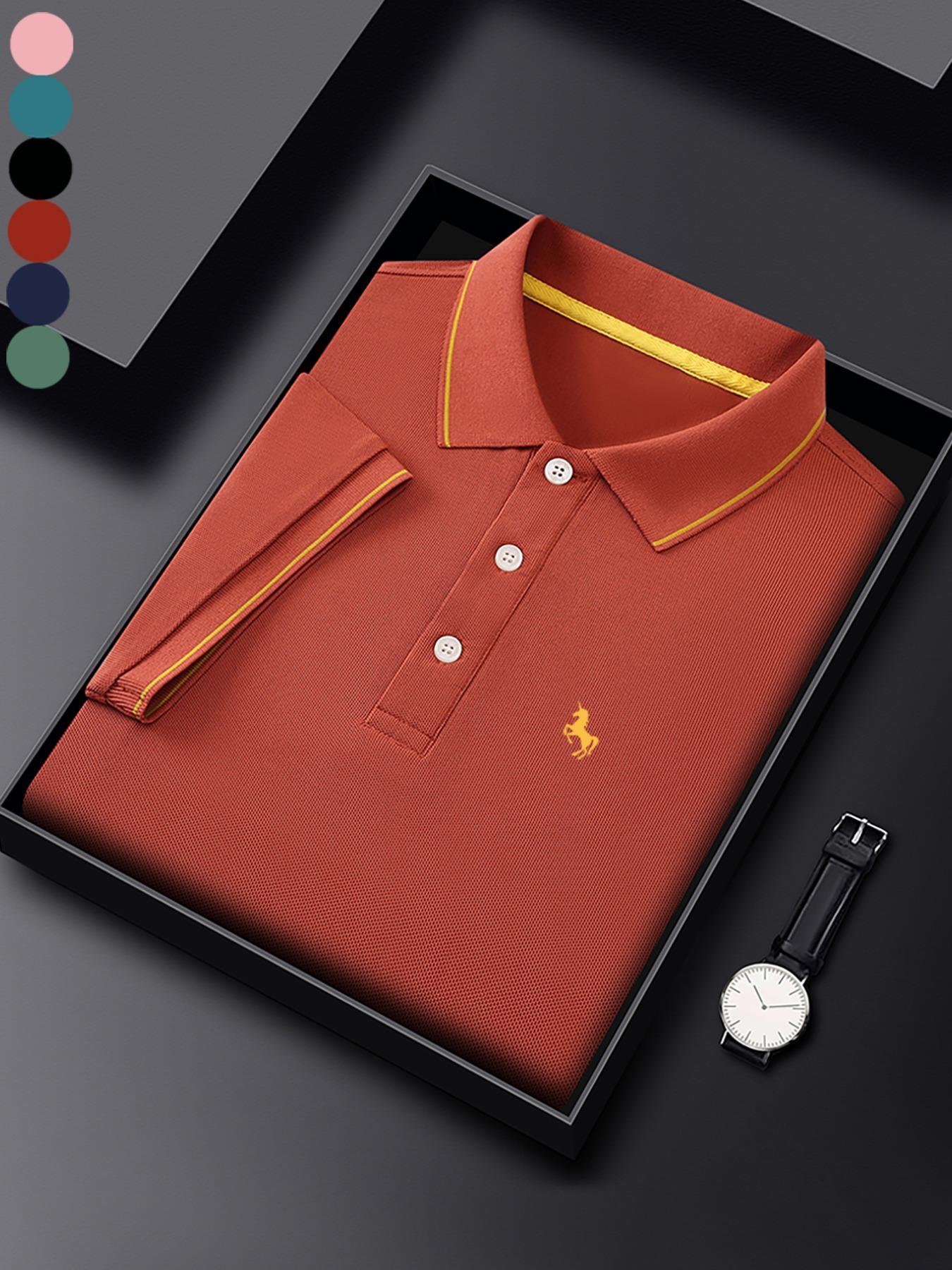 Men's Regular Fit Polo Shirt, Casual Short Sleeve Collared Top for Summer, Fashion Men's Clothes for Daily Wear, Gamis, Menswear