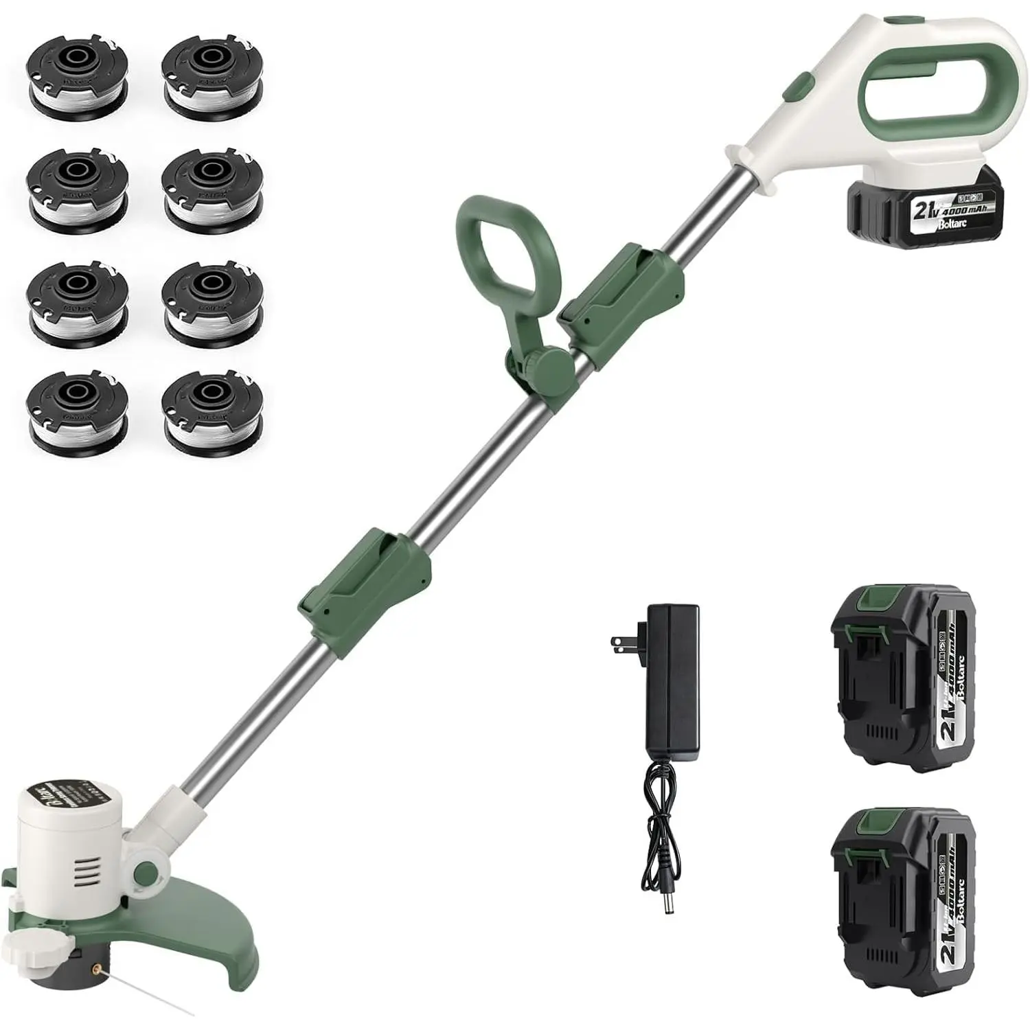 21V Weed Wacker Eater,  Auto Feed String Trimmer| 500W Motor with Auto Feed Line and Dual 4.0Ah Batteries Delivers Up to 120 Minutes Runtime for Lawn Care