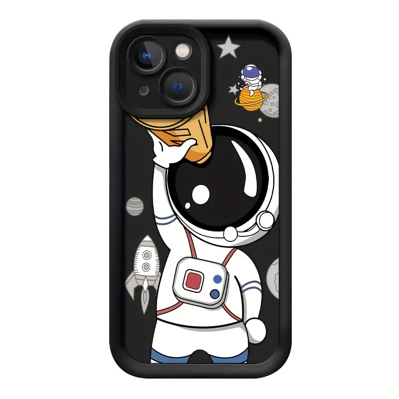 Astronaut Telescope Anime Fashion Pattern Silicone Cellphone Case, Shockproof 2D Printing Soft TPU Casing with Raised Edges for Protection, Compatible with iPhone 17 Pro Max 16 16e 15 14 Plus 13 12 Mini 11 Air X XS, Anime Astronaut, Non-Slip, Accessories,