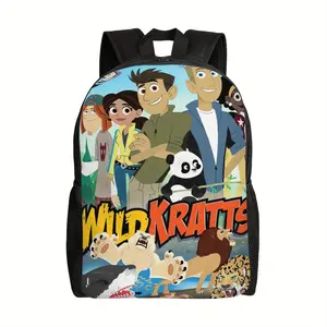 Wild Kratts Pattern Backpack - Stylish, suitable for coffee outings, city strolls, and school use (wildlife design, hand washable), urban exploration, multifunctional, for outdoor enthusiasts