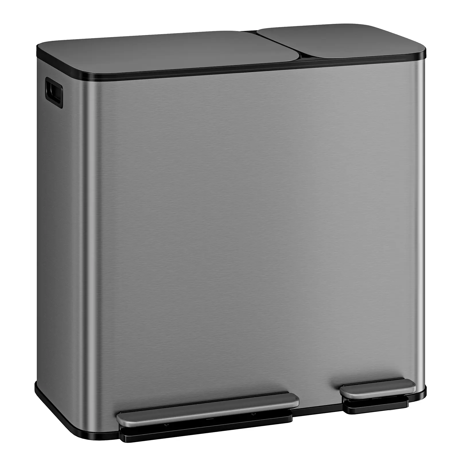 Stainless Steel Dual Trash Can – 50L+20L, Soft Close Step Pedal – Fingerprint Resistant Recycling & Waste Bin – Modern Kitchen