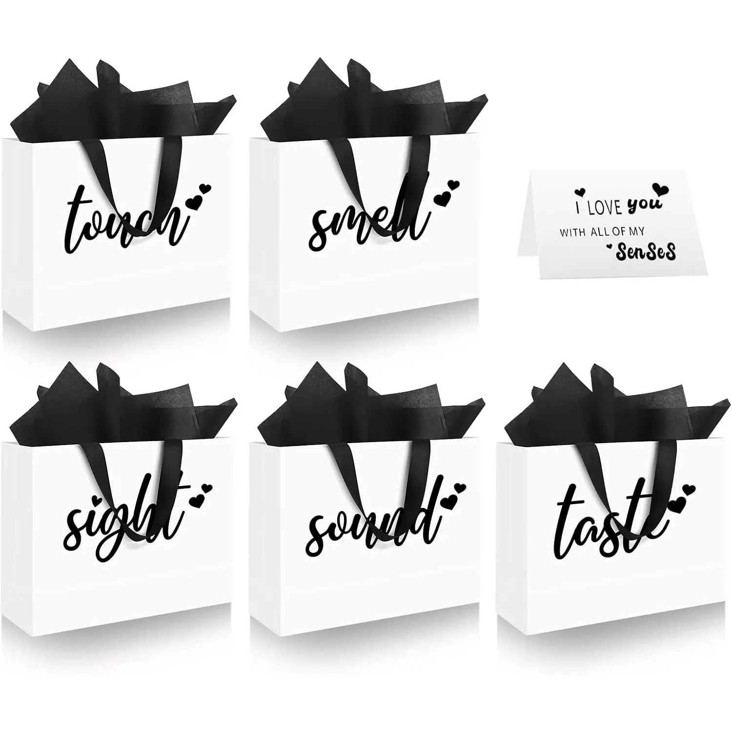 Modern Multi-Sense Gift Bags for Men with Printed Text & Spacious Size, Labeled, Includes Tissue Paper & Greeting Card, Ideal for Birthday, Valentine's Day Gifts for Boyfriend-Husband, Men/Gifts