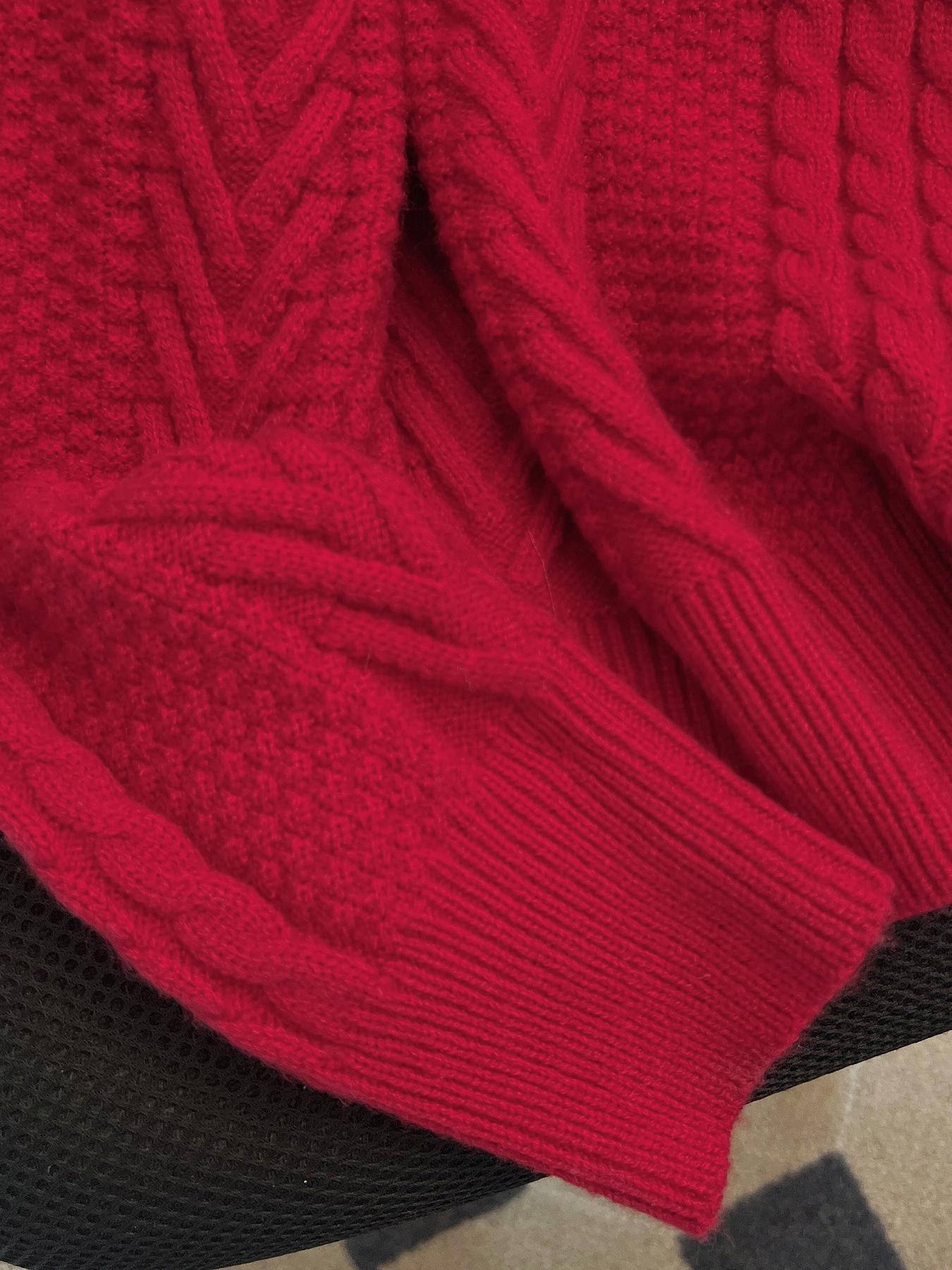 Women's Solid Cable Knit Sweater, Casual Long Sleeve Round Neck Jumper for Fall & Winter, Fashion Ladies' Knitwear Tops for Daily Wear Womenswear