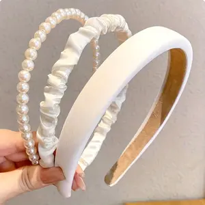 Wash Face And Hair Pressing Headband Ladies Headband 3pcs Set Sweet Pearl Headwear