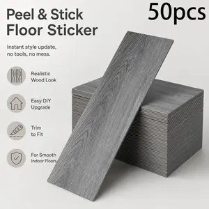 50 Pieces Retro Wood Grain Self-Adhesive Floor Tiles, DIY Peel and Stick Vinyl Flooring Stickers, Kitchen and Bedroom Decor, Home Renovation