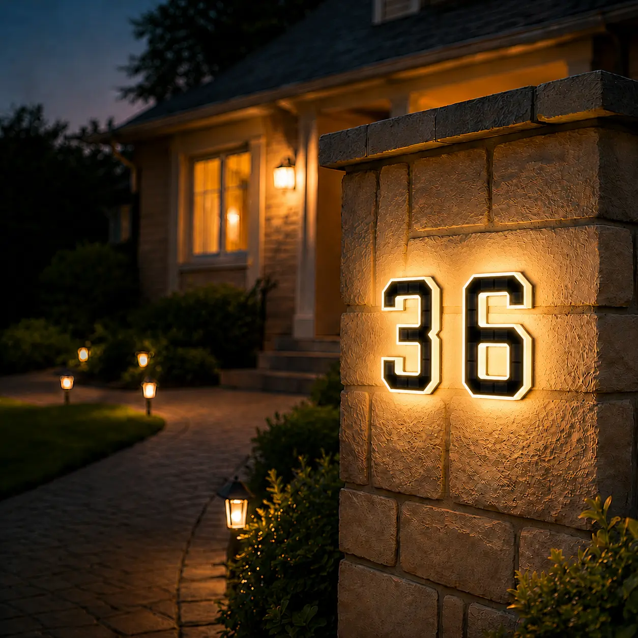 4.7Inch Solar Lighted House Numbers for Outside, Light Up Waterproof LED Address Signs for Houses, Backlit Illuminated Exterior Modern House Numbers Light
