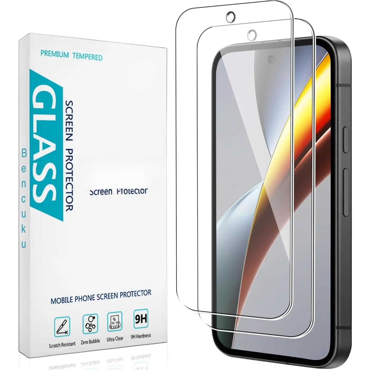 2 Pack Screen Protector for  Pixel 9/9 Pro Tempered Glass