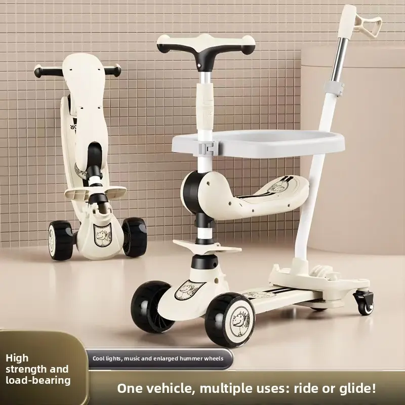 Langkes 6 in 1 Kids Scooter Trike Foldable Toddler Ride On Push Car with Seat for Boys Girls Ages 1 2 3 4 5 6 7 Years Old Lightweight Stroller Scooter Toy