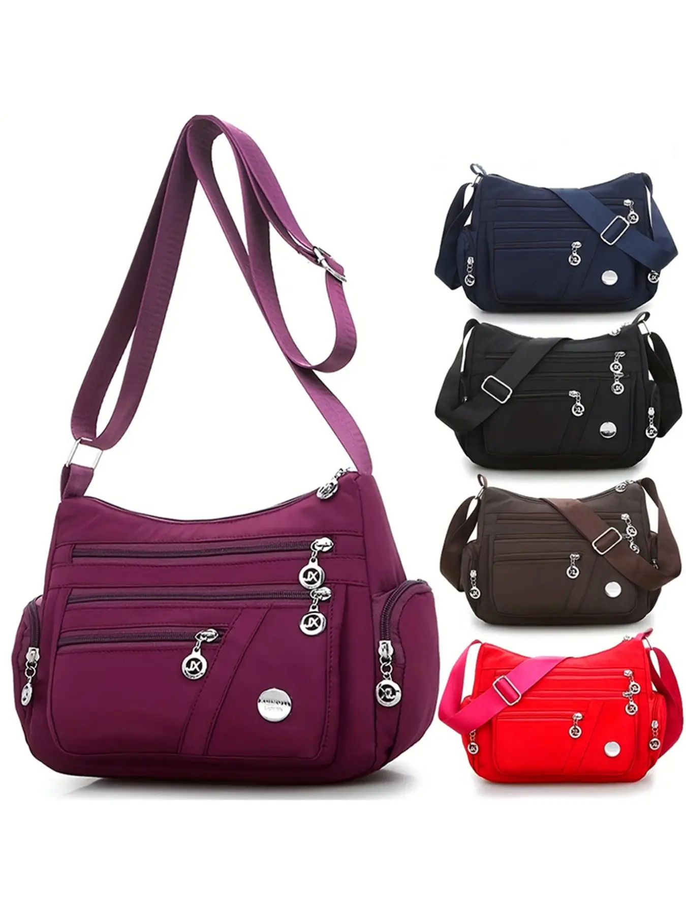 Versatile, fashionable, multi-compartment, simple and casual nylon multi-pocket crossbody bag, lightweight and wear-resistant shoulder bag for women, large-capacity commuter bag, Crossbody Shoulder Bags