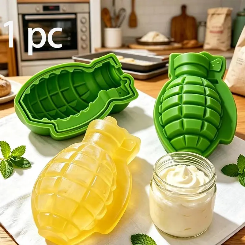 3D Grenade Shape Ice Cube Mold Ice Cream Maker Party Bar Drinks Silicone Trays Molds Kitchen Bar Tool