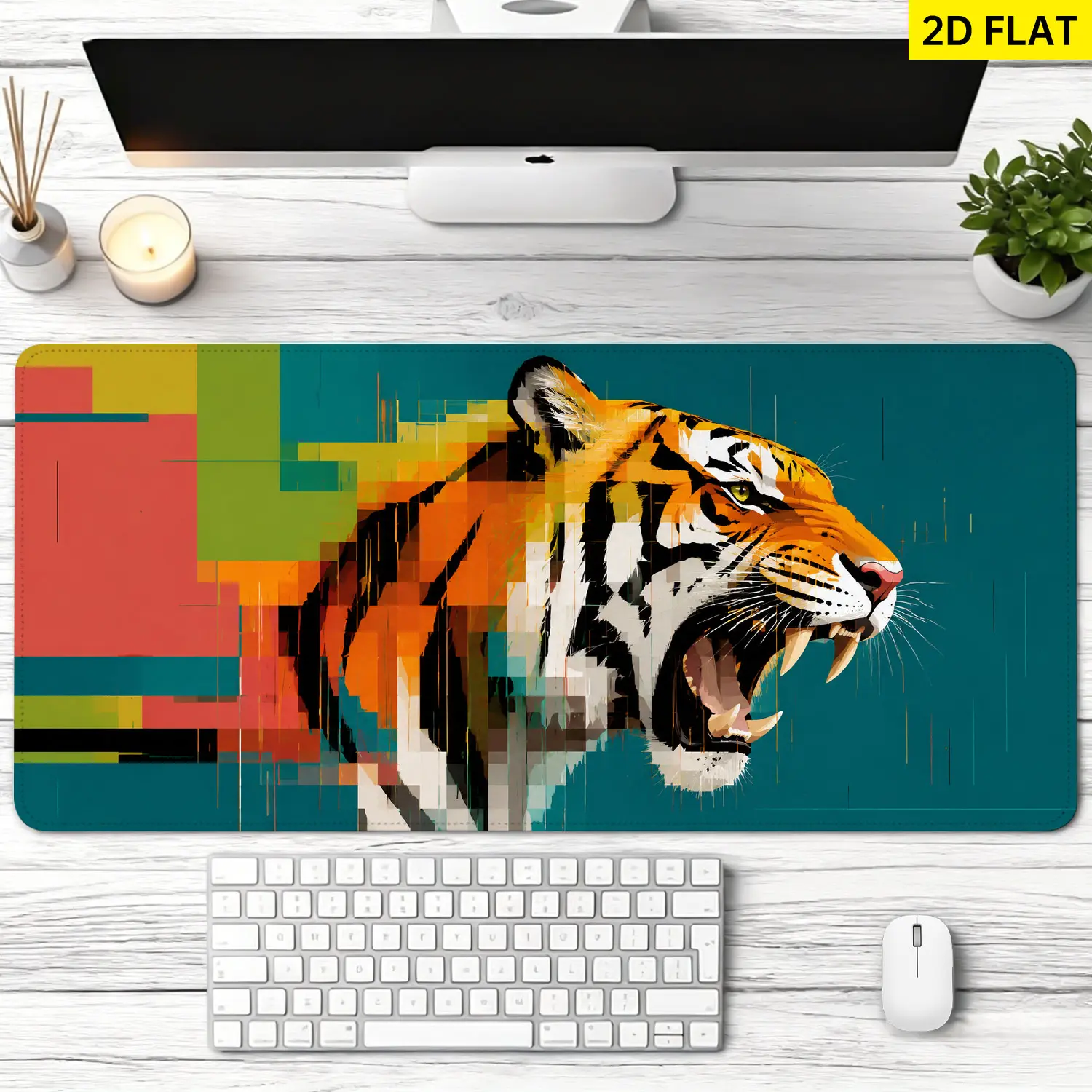 Extra Large artistic digital tiger head Mouse Pad,Non Slip Rubber Pad,Desktop Decoration Drotection Pad,Washable,Lock Edge Multi Size,Premium Multipurpose Mousepad For Office,Gaming Desk,Gift for Family and Friends