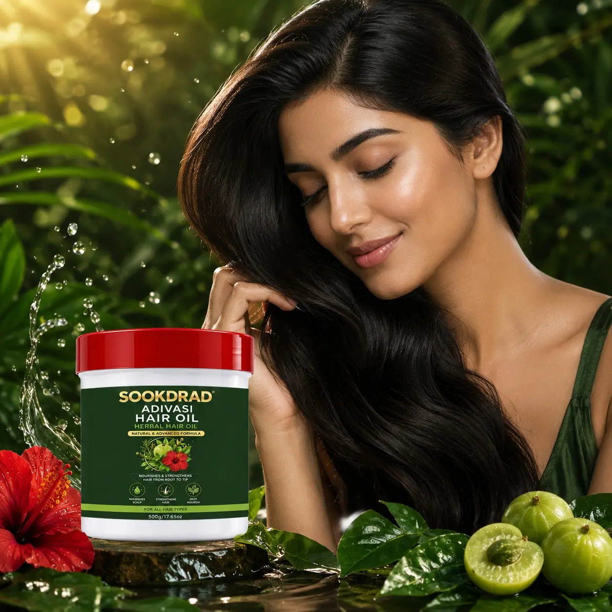 Adivasi Herbal Hair Oil, Herbal Formula, Nourish Scalp, Strengthen Hair, Deep Nourish, Root To Tip, All Hair Types, 500g