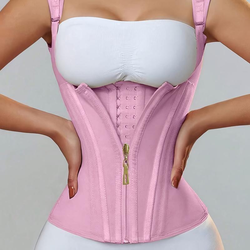 Waist Trainer Corset for Women |       Adjustable shoulder straps and steel frame support |       Double Compression Shaper with Zipper Closure |       Fashionable black, smooth latex fabric |       Vest for Control of Abdomen, Can Enhance Posture and Wai