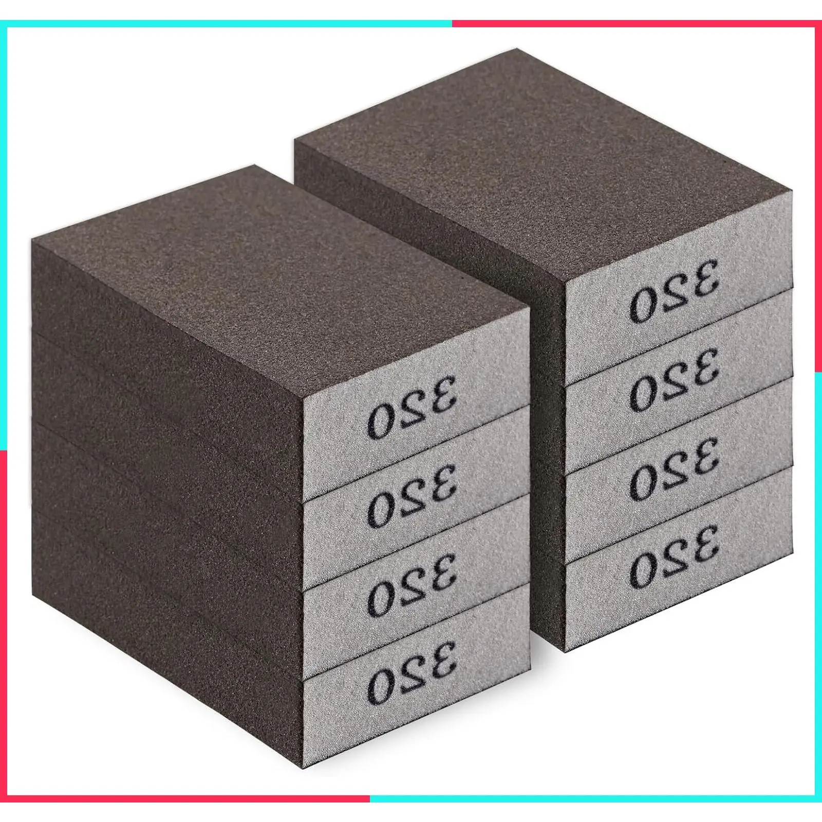 8-Pack Sandpaper Block, 320 Grit Washable and Reusable Handmade Sanding Sponge, Drywall Sandpaper Blocks for Wood, Drywall, Sheetrock and Metal Glazing