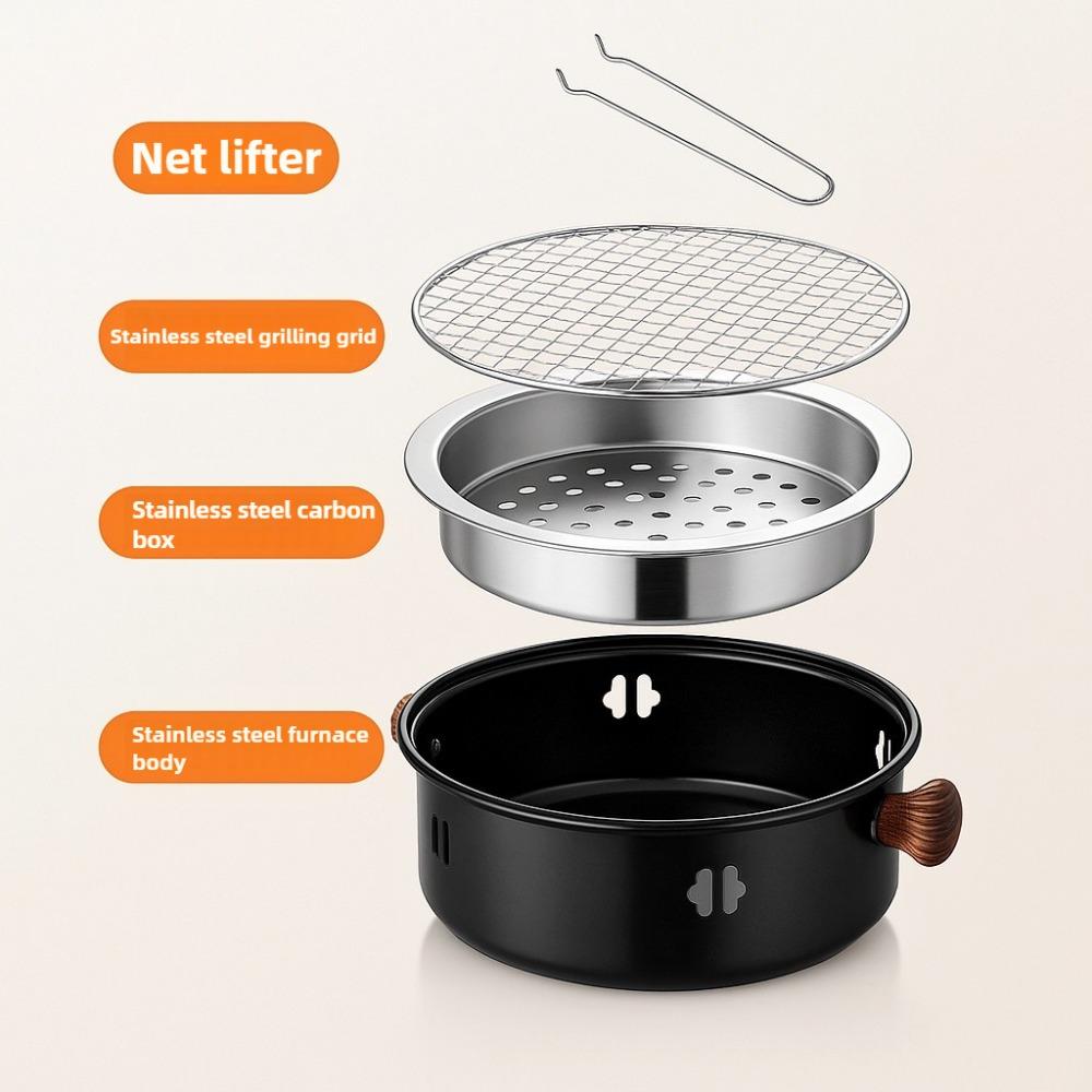 Stainless Steel Charcoal Grill, Portable Charcoal Barbecue Grill, Outdoor Camping, Household Indoor Barbecue Rack, Family Gathering Barbecue Artifact, Essential Charcoal Grill for Holiday Dinners