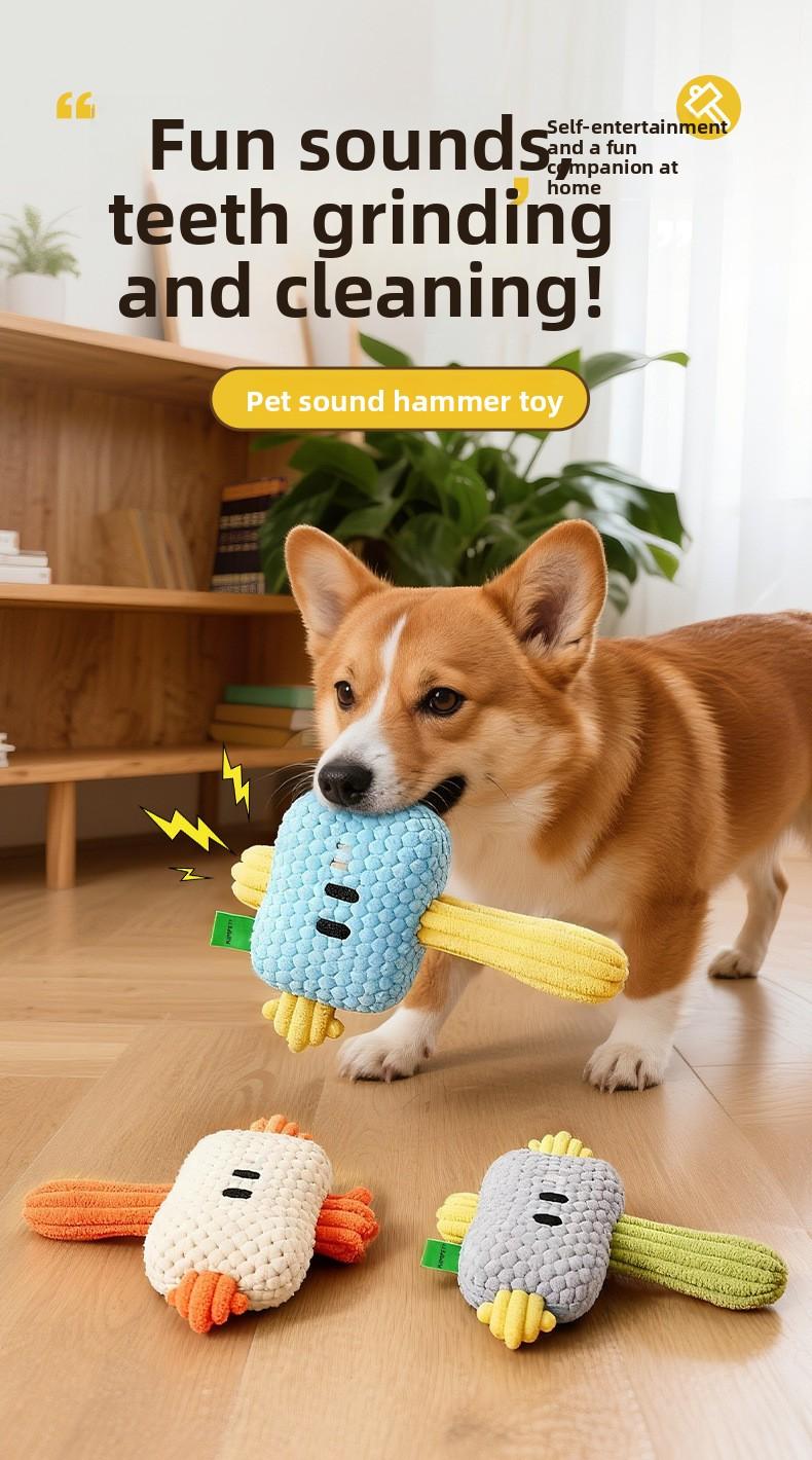 Dog Toy Whack-A-Mole Hammer Toy Chew Sound Interactive Durable Dog Toy Pet Plush Toy Wholesale