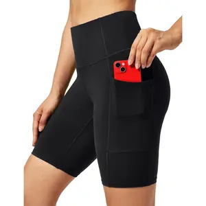 Biker Shorts Women Tummy Control Workout Shorts with 3 Pockets High Waisted Compression Gym Running Yoga Shorts