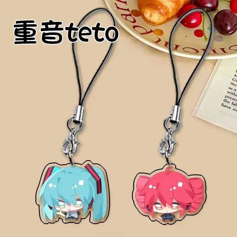 Anime Game Kasane Teto Mobile Phone Lanyard Chain Phone Case Pendant Cute Acrylic Keychains Pendant