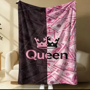 King And Queen Theme Blanket, 1 Piece Soft, Warm And Lightweight Single-Sided Printed Plush Blanket, Suitable For Bed, Sofa, Car, Room Decoration