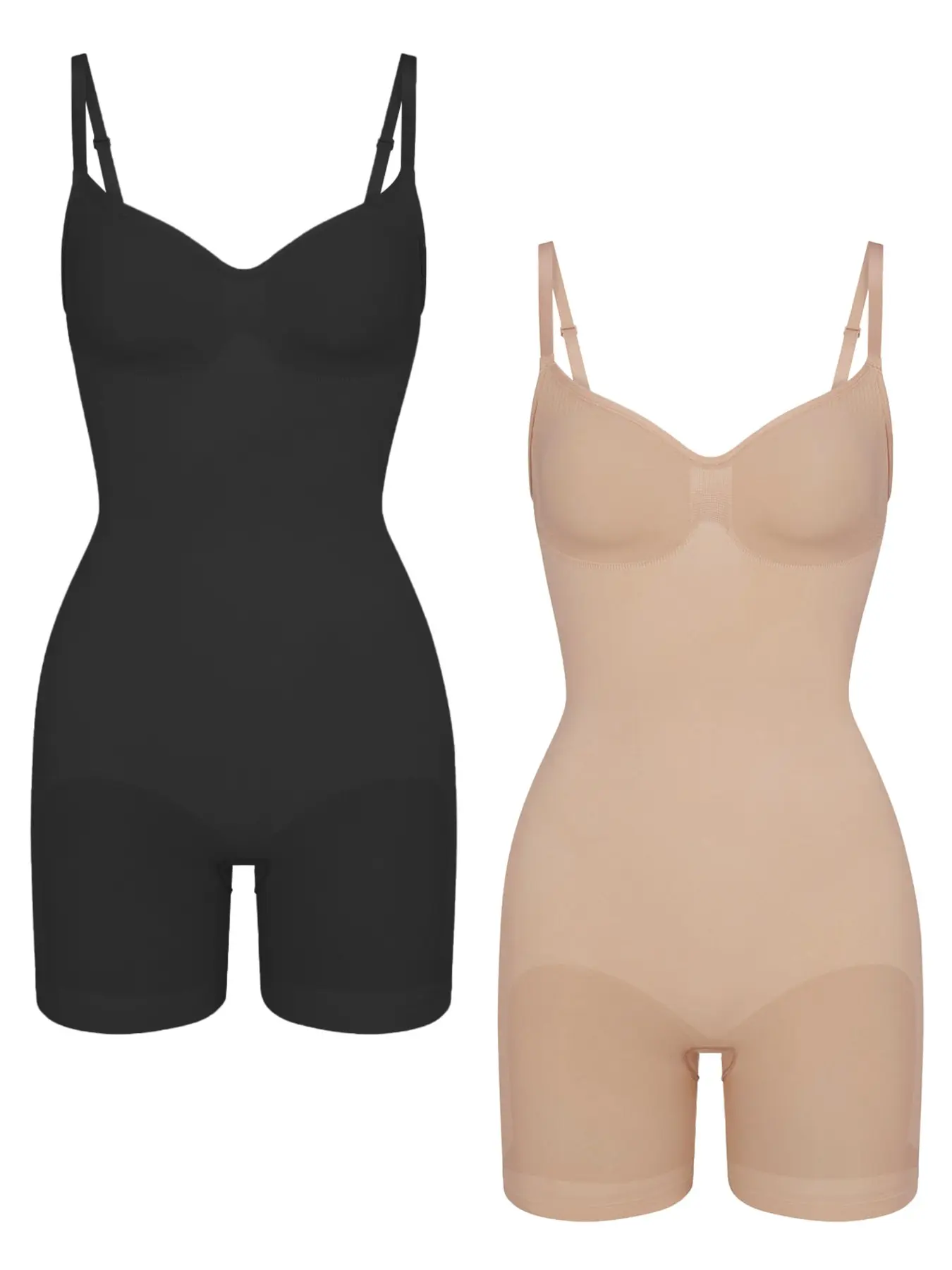 Women's Solid Adjustable Strap Scoop Neck Shapewear Jumpsuits , High Stretch Tummy Control Butt Lifting Shaper, Women's Shapewear for All Seasons
