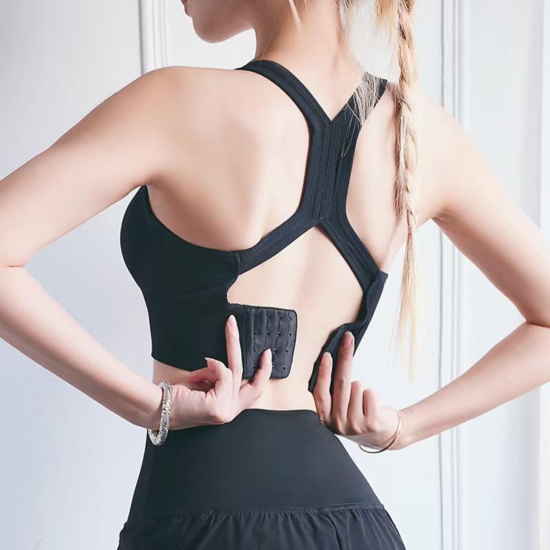 Women's Solid Wireless Bralette Comfortable Breathable Backless for Sports and Daily Wear Medium Support Lingerie All Seasons Strappy Sports Bras