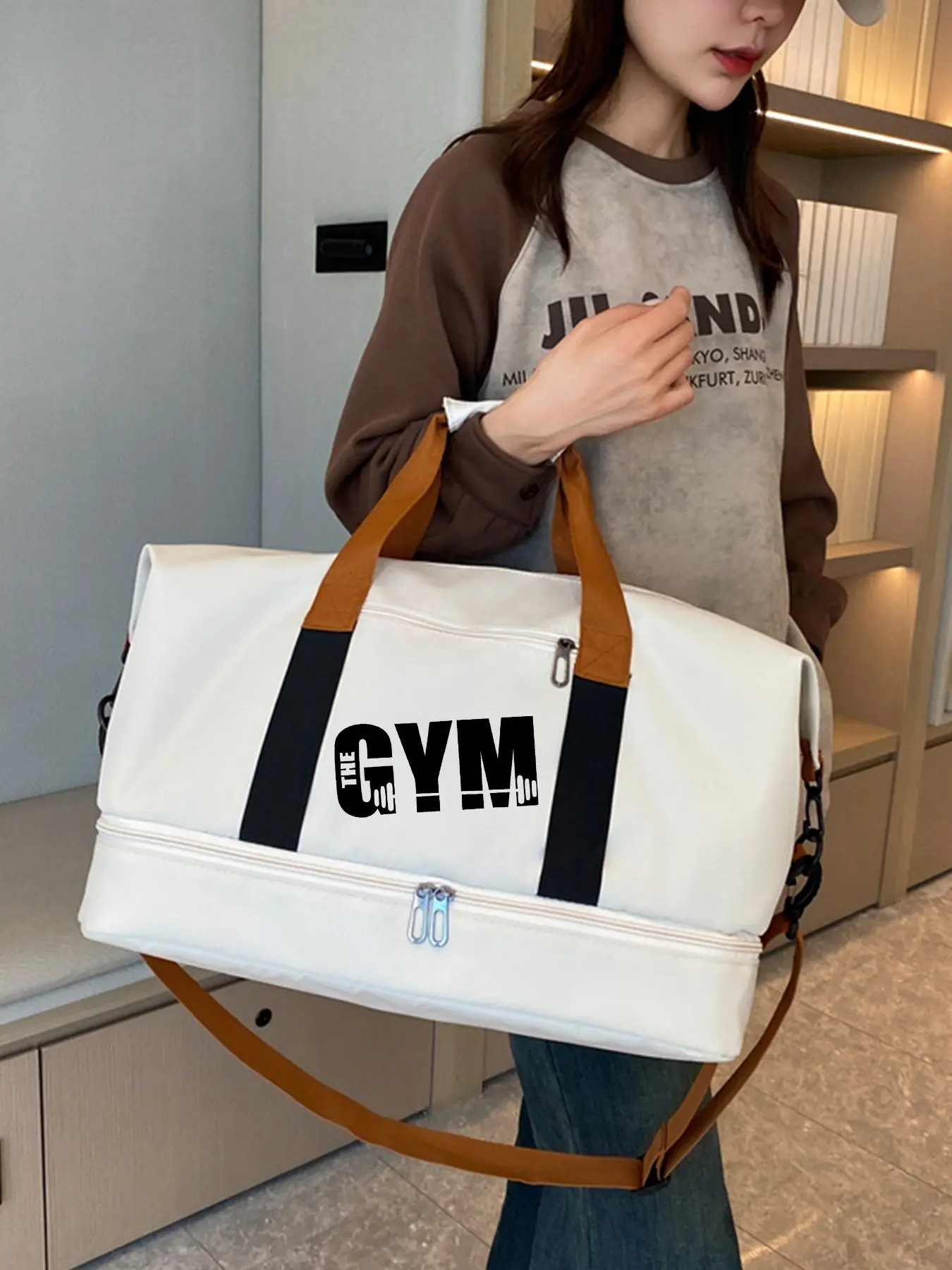 Large Capacity Waterproof Gym Bag, Unisex Print Sports Duffel, Casual All-Season Travel Backpack, Ideal for Training and Trips