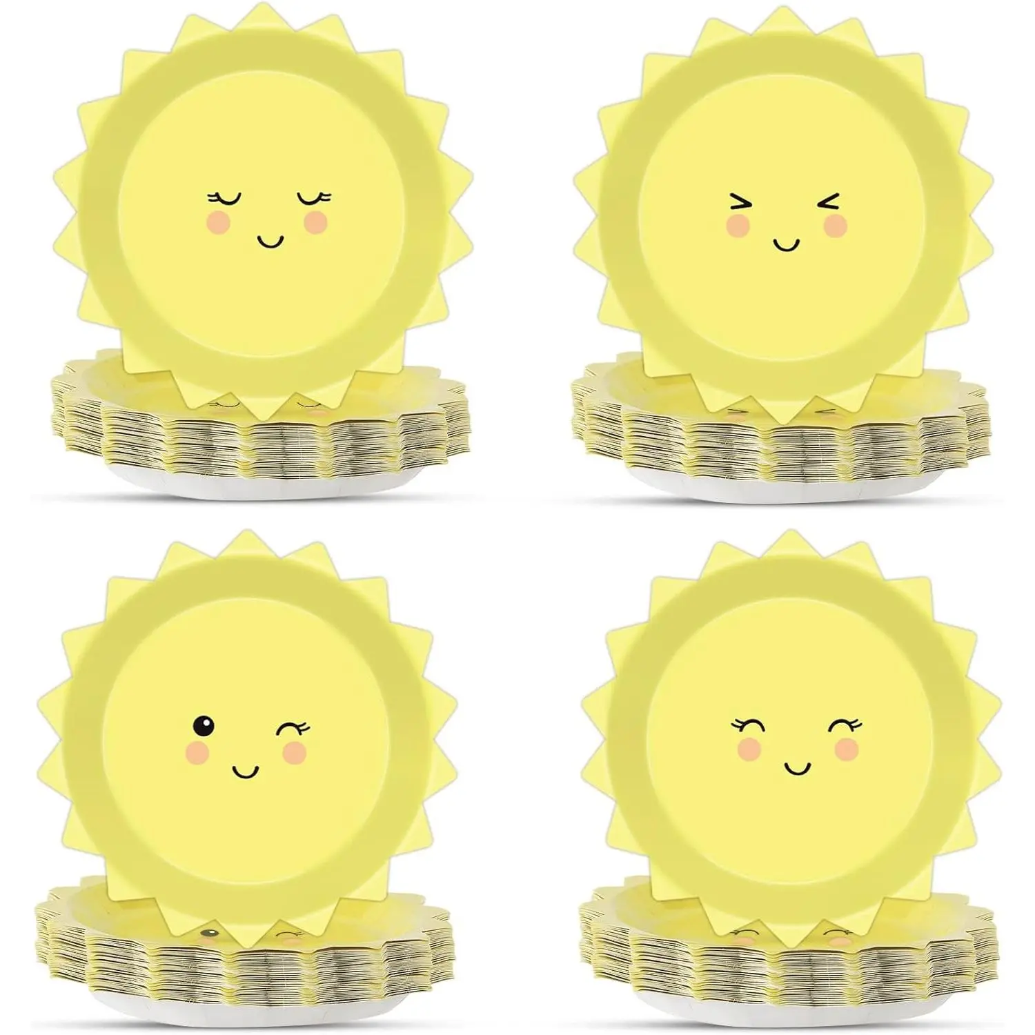 48 Pcs Yellow Sunshine Party Plates First Trip Around The Sun Paper Plates Sunshine Dinner Plates Summer Disposable Tableware for Sun 1st Birthday Party Supplies Baby Shower Birthday Decorations