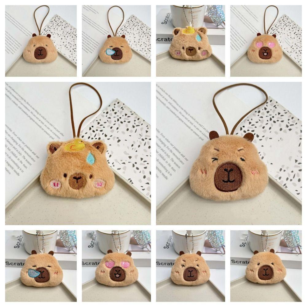 Cute Squinting Capybara Plush Keychain Blinking Heart Capybara Key Ring Beeping Runny Nose Cartoon Animal Pendant Couple