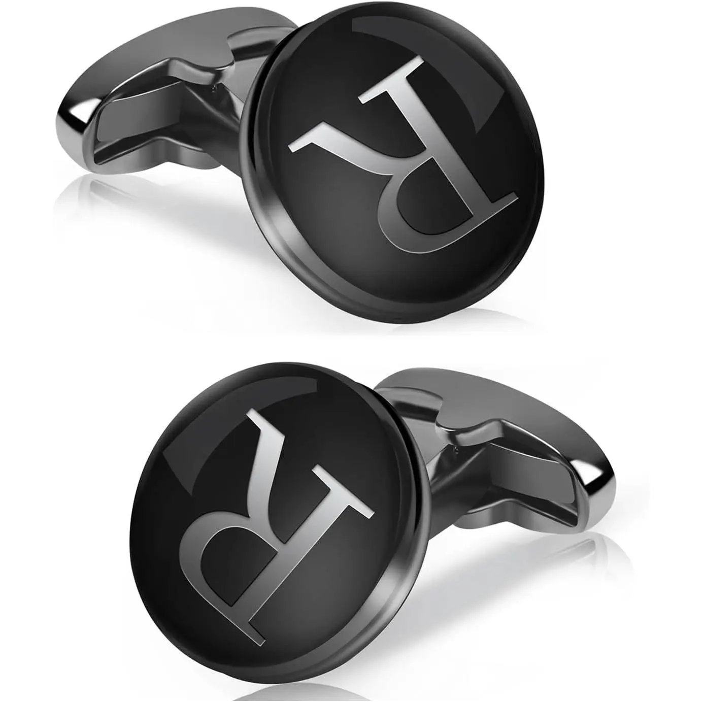 Initial Cufflinks for Men Personalized Black Cuff Links 26 Alphabet Letter A-Z Suit Accessories  for Wedding Business Formal Occasions