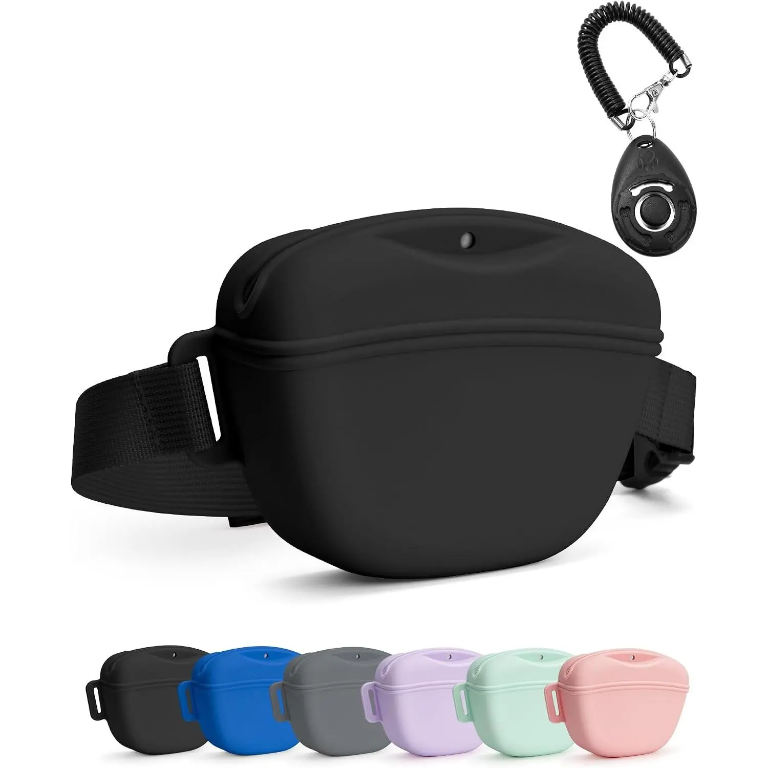 Pouch with  Clicker, Upgrade Stronger  Closure to Avoid Spilling, 1.67 Cup   Bag Fanny Pack with  Belt for   Walking (Black)