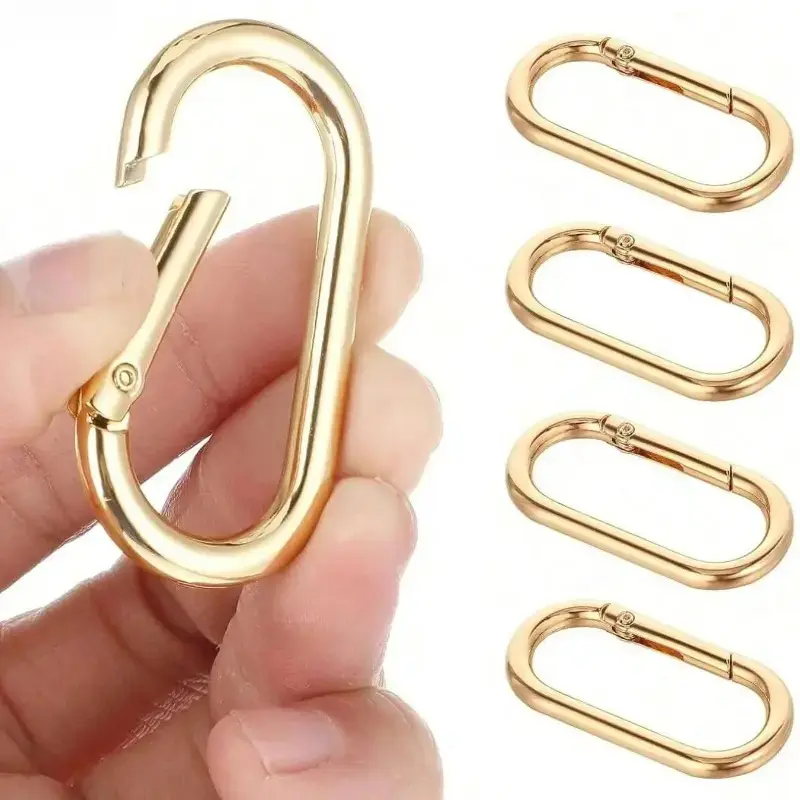 5Pcs Oval Metal Carabiner Snap Clips, Heavy Duty Spring Trigger Snap Hooks, Durable Key Ring Buckles, Practical Replacement Hardware Clips, Multi-use Fasteners Ideal for Dog Tags, Bags, Purses, Keychains and Daily Outdoor Hanging Use