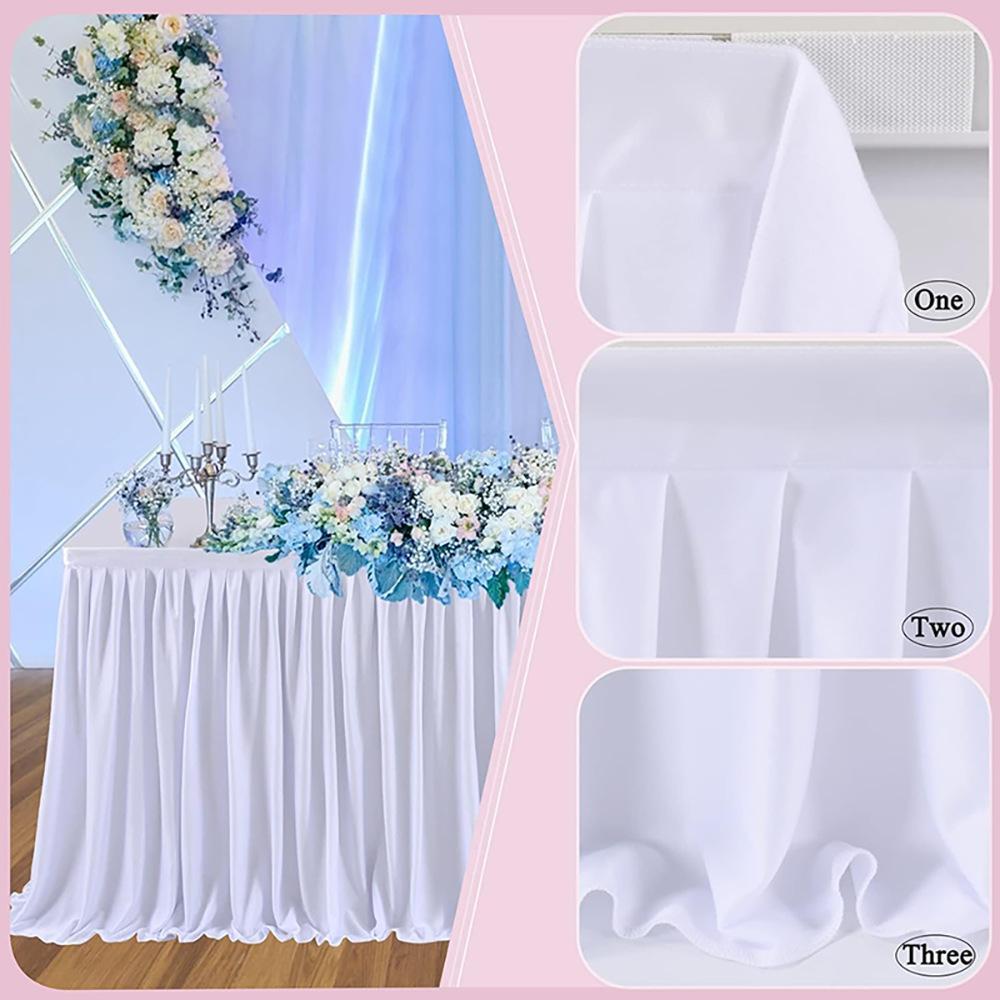 Rectangle Fitted Tablecloth Elastic Thick Spandex Table Pleated Skirt Wedding Event Birthday Cake Table Cover Hotel Exhibition