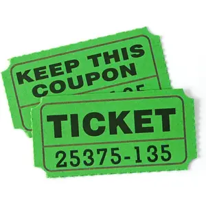 Green 50/50 Double Raffle Tickets (100 Pairs, 200 Pcs), Bold Numbers for Easy Reading, Text-Enabled, Suitable for Events & Class Rewards, All Ages Home Supplies