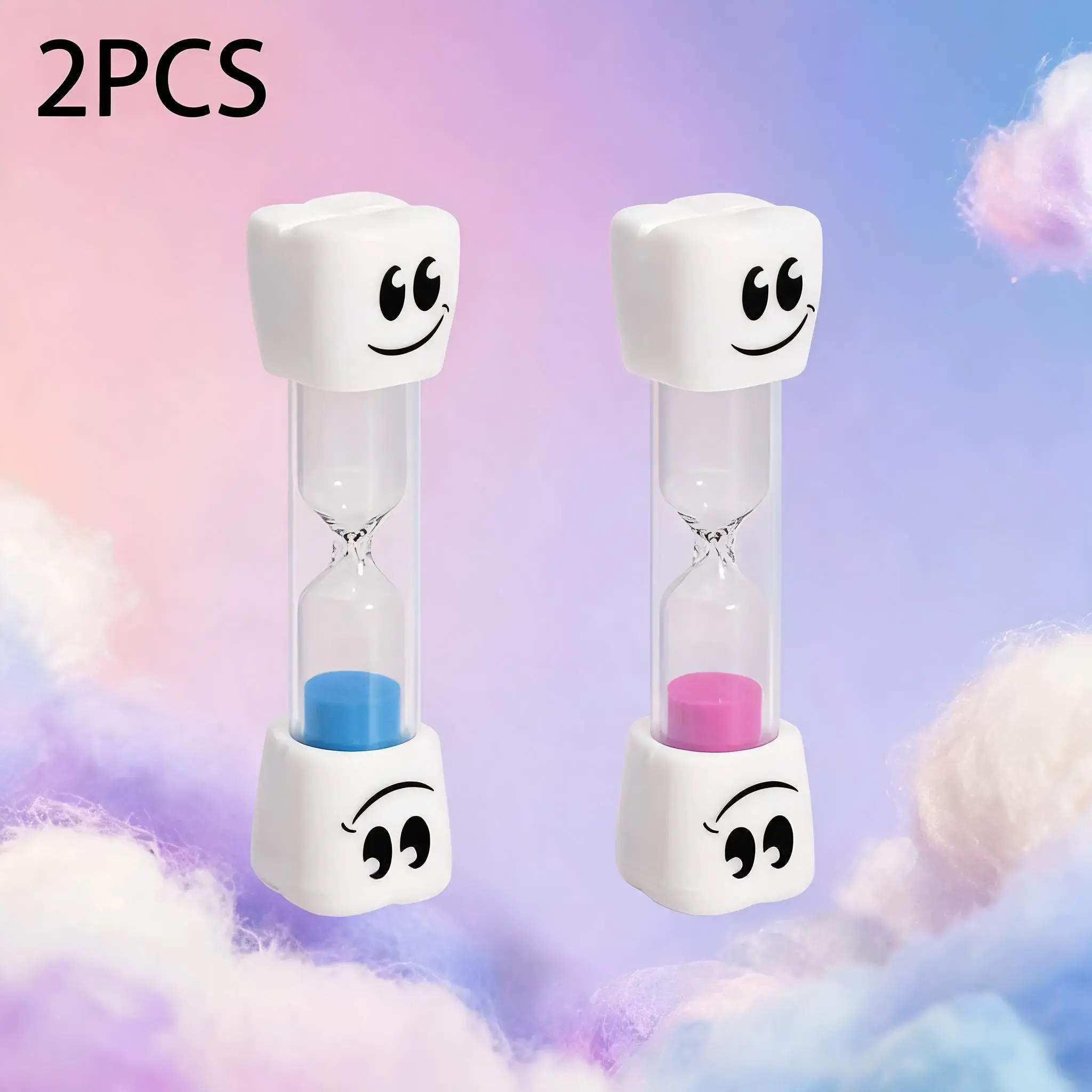 2 PCS Creative 3-minute hourglass timer, your toothbrushing companion, monitors your brushing time, cute decorative gift (the hourglass may have a slight time error)