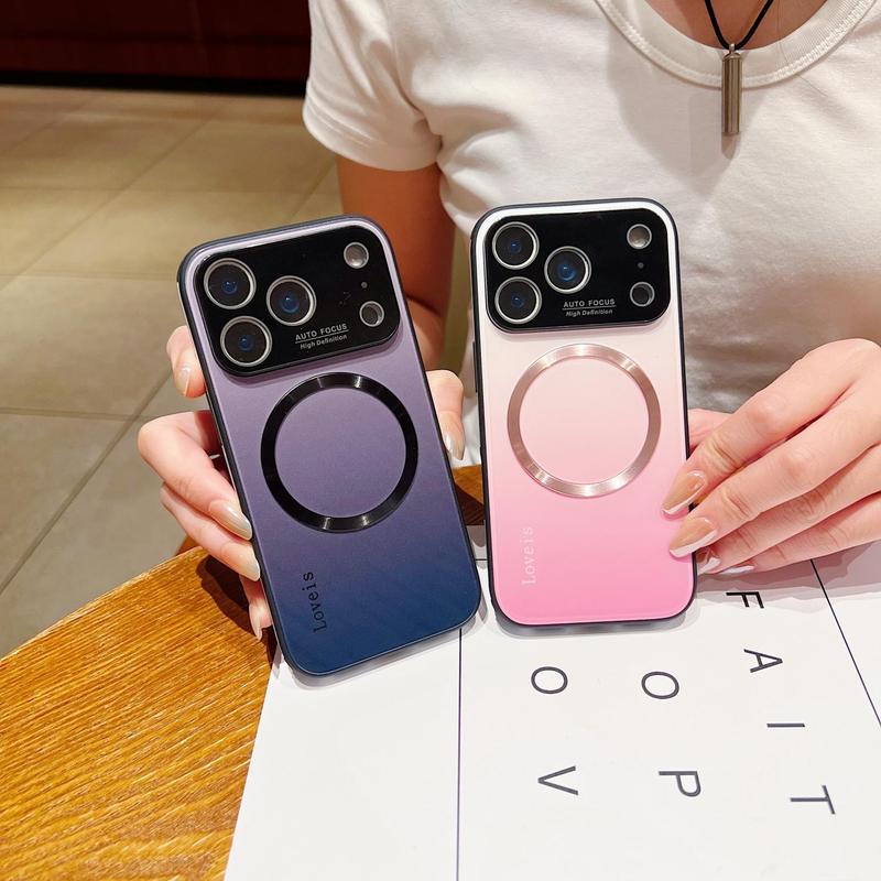 OREKROY Magnetic Gradient Glass Case for iPhone 17 Pro Max / 17 Air, 16 15 14 13 12 with Full Camera Lens Protector, MagSafe Compatible, Scratch-Resistant Slim Back Cover, Shockproof Hard Phone Case, Wireless Charging