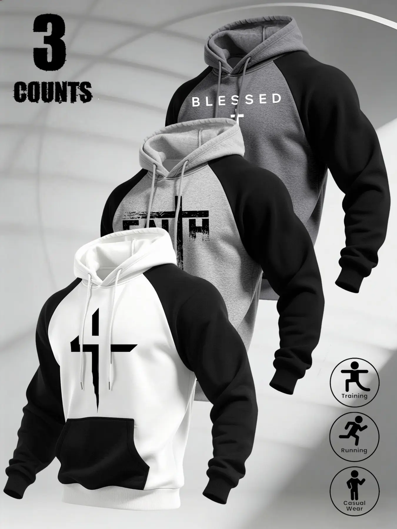 Men Raglan Color Block Pullover Hoodie, Split Bull Head Chest Print & Vertical UNITED STATES Sleeve Letter Graphic, Drawstring Hood Kangaroo Pocket Sweatshirt For Training Running Street Casual #BullPrintHoodie #RaglanSleeveHoody #AthleticStreetSweatshirt