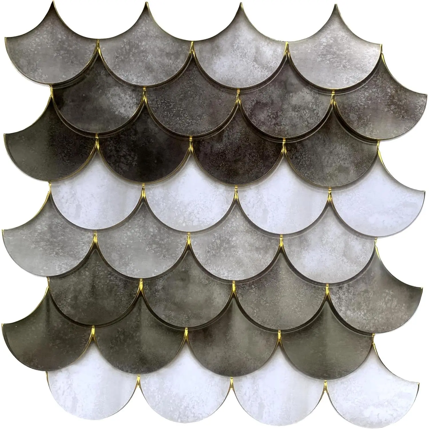 Peel and Stick Wallpaper Tiles, Black and Grey Scales Room Decor for Modern Wall, 12 x 12in Textured Plastic Squares, 8 Pack for Kitchen Bathroom Bedroom Accent 3D Wall Panels