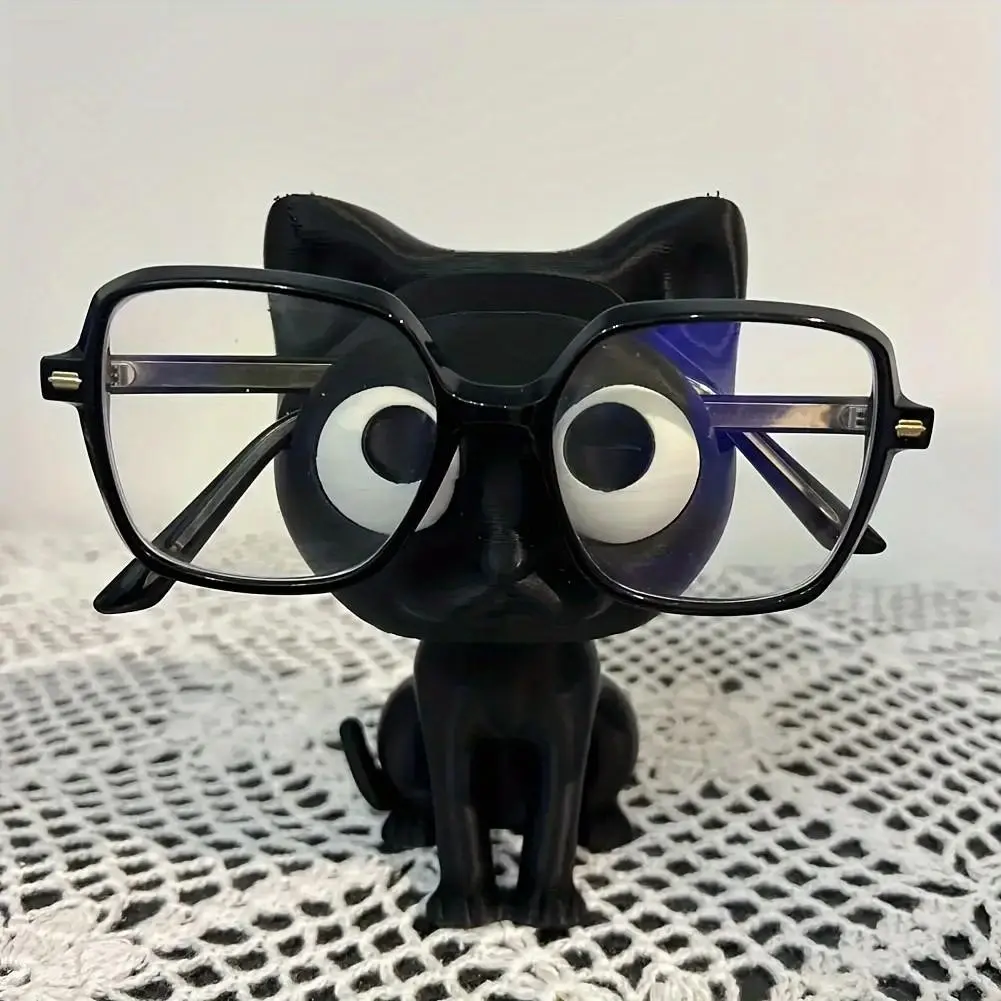 3D Printed Cat Glasses Holder, Cute Kitten Design, Sturdy Desktop Stand, Universal Bracket for Eyeglasses, Smartphone, Tablet, Easy Setup