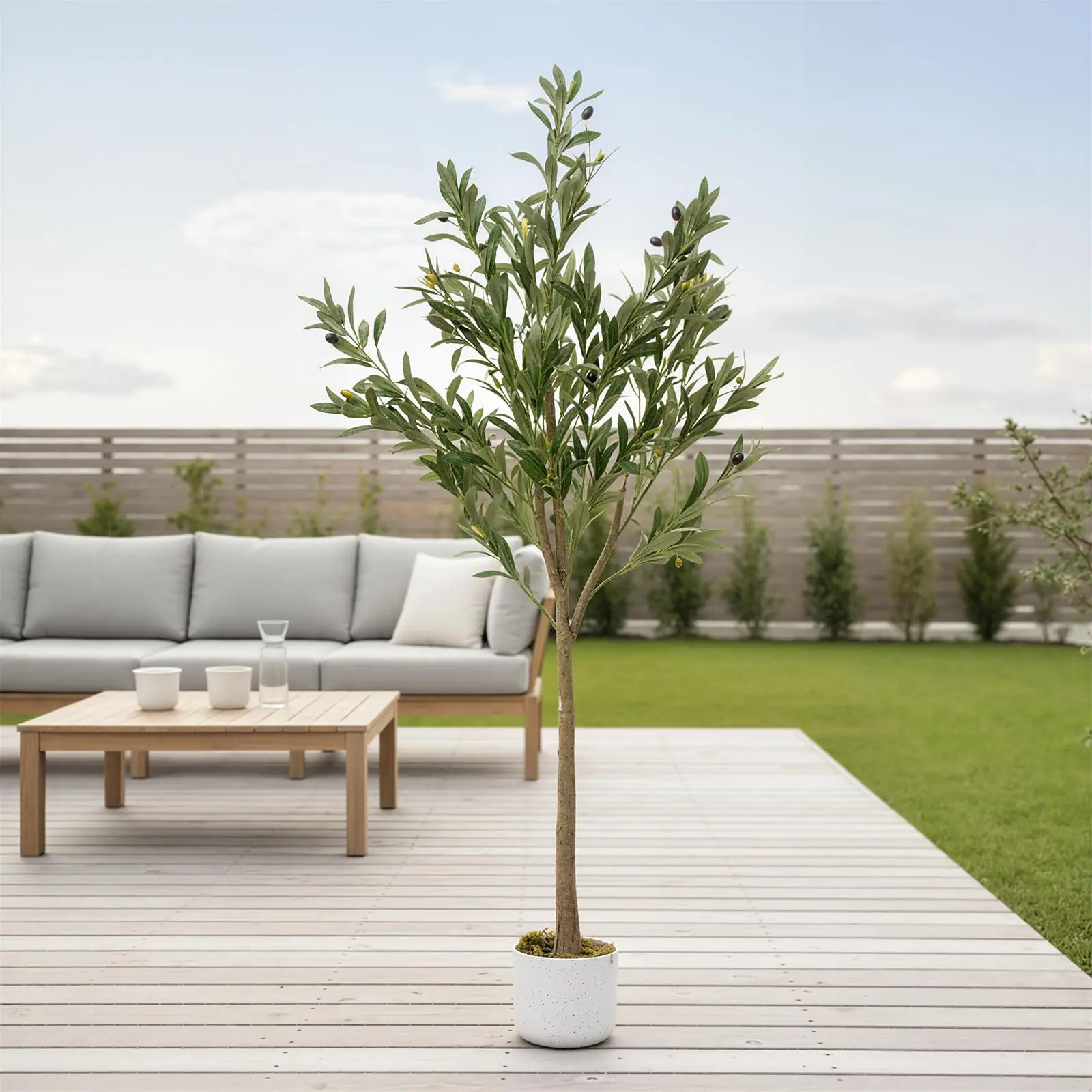 Garvee Artificial Olive Tree 60 cm/120 cm/135 cm | Artificial Potted Plant | Mediterranean Decoration for Garden, Living Room, and Office