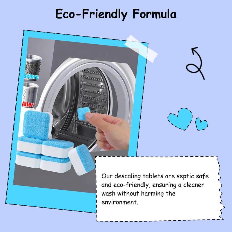 Washing Machine Cleaner Descaler 12pcs/24pcs Deep Cleaning Tablets For  Front Loader & Top Load Washer, Septic Safe Eco-Friendly Deodorizer, Clean Inside Drum And Laundry Tub Seal -12 Month Supply Multifunction Strong Deodorization