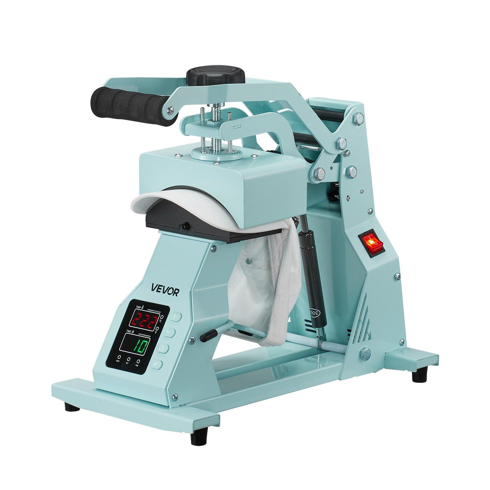 VEVOR Hat Heat Press Machine, with 2pcs Interchangeable Platens, Precise Temperature and Time Control, Hat Press for HTV Iron On and Sublimation Projects, for Caps, Headbands, Cuffs, Face Masks, Gree