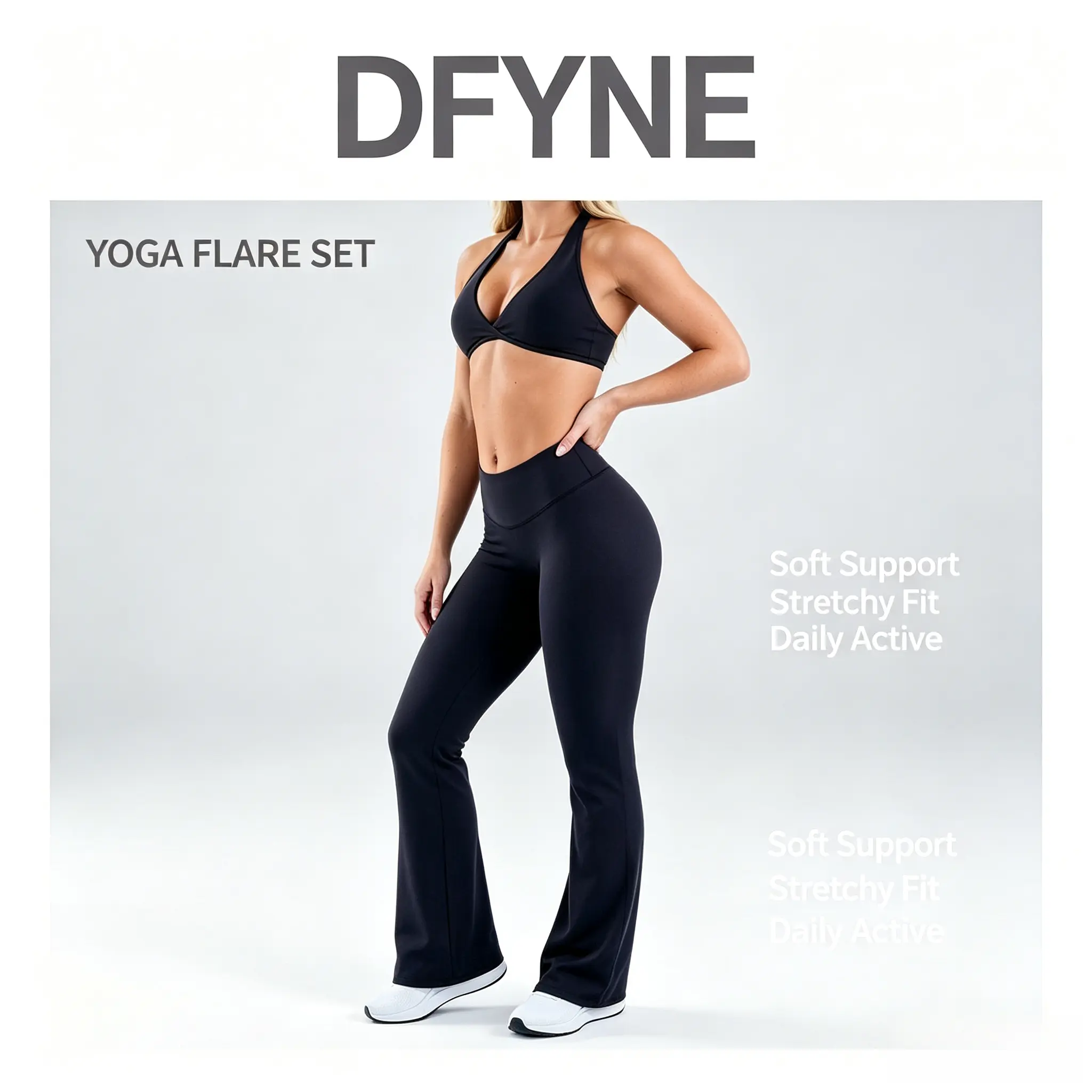 Dfyne Women's Workout Sets, Origin Halter Neck Top & High Waist Leggings, Second Skin Sculpting Fit with Removable Pads for Gym & Yoga, Matching Activewear Set, Sporty Sports Clothing Sets