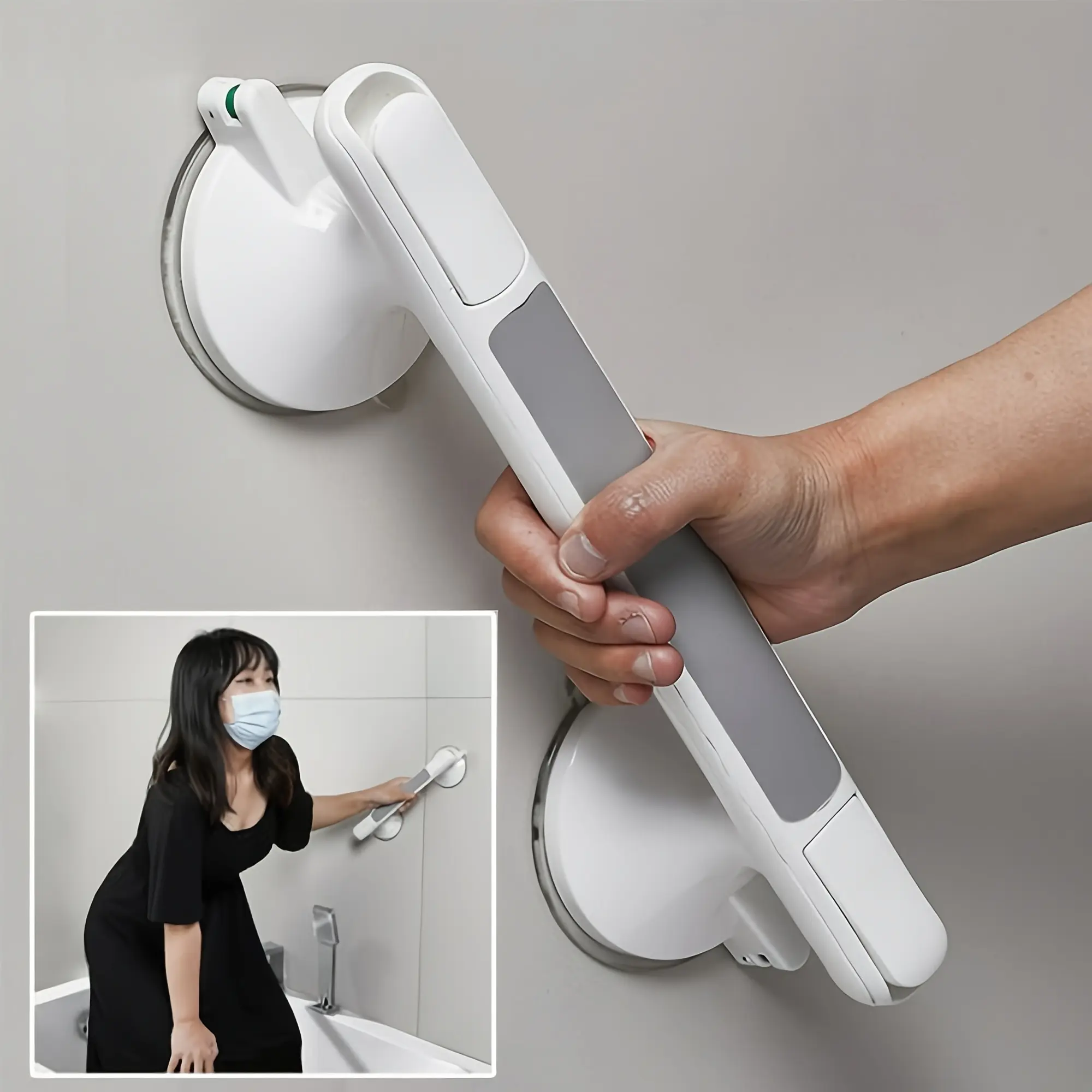 [Non-Slip Safety Handrails] 1pc Home Safety Handrails for The Elderly, No Need to Drill Holes, Non-Slip Suction Handrails, Reusable Suitable for Tiles, Glass And Hard Plastic Surfaces, Suitable for Bathrooms, Toilets, Living Rooms, Kitchens